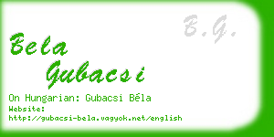 bela gubacsi business card